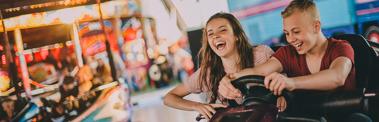 teenagers at funfair